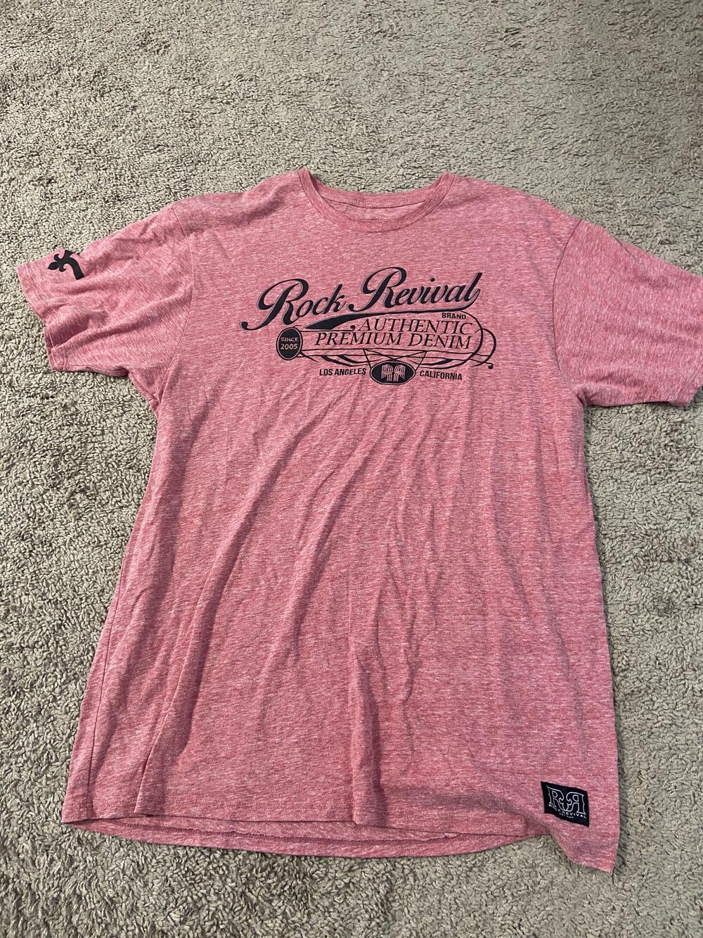 Rock Revival Shirt Mens XL Pink Graphic Tee Authentic Premium Denim Los Angeles
